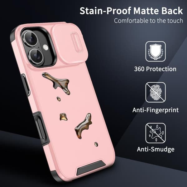 iPhone 17 Skal med Sliding Camshield TPU + PC Rosa