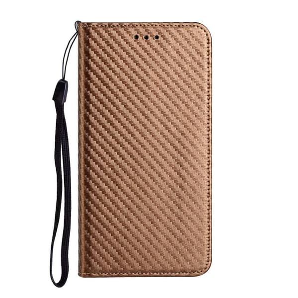 Redmi Note 14 Pro 4G - Magnetisk Flip Läderfodral med Kolfibertextur Brun