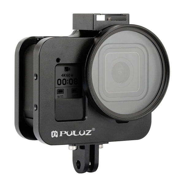 Skyddande hölje i CNC-aluminiumlegering med försäkringsram och 52 mm UV-objektiv för GoPro HERO8 Black