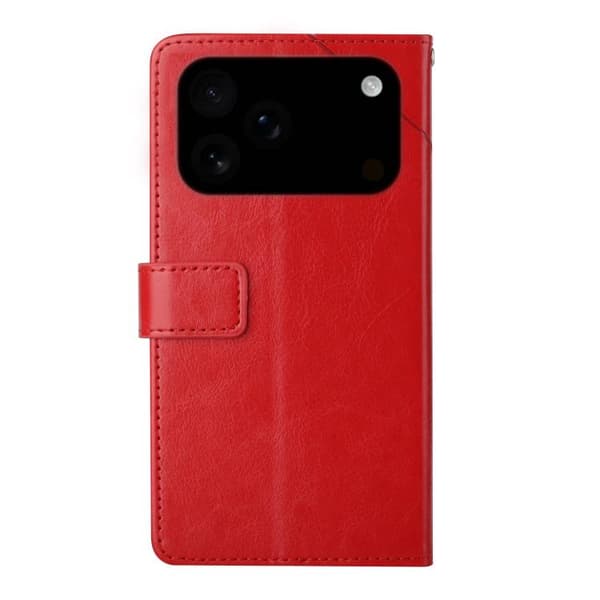 iPhone 18 Pro Max / iPhone 17 Pro Max Skal läderfodral med Y-formad mönster Röd