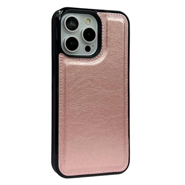 iPhone 16 Pro Solid Color Metallspänne Kortfack Skal Roséguld