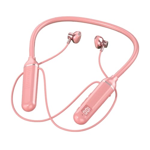 YD-36 Trådlösa Bluetooth-hörlurar med nackmonterad digital displayfunktion Rosa