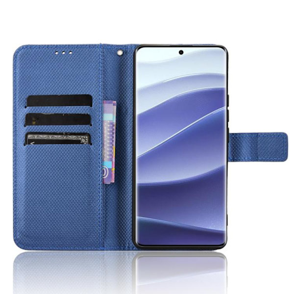 Redmi Note 14 Pro+ 5G - Diamanttexturerat Läderfodral Blå