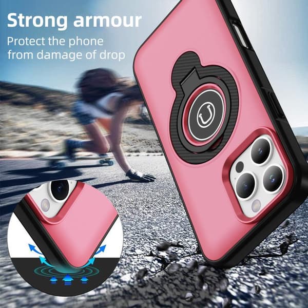 iPhone 16 Pro Ring Holder Magnetisk Skal Klarrosa