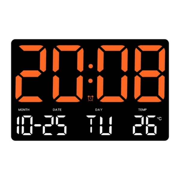 Stor display LED digital klocka 5 lägen Ljusstyrka justerbar Temperatur Mute Elektronisk klocka (Orange Röd Dubbel Färg)