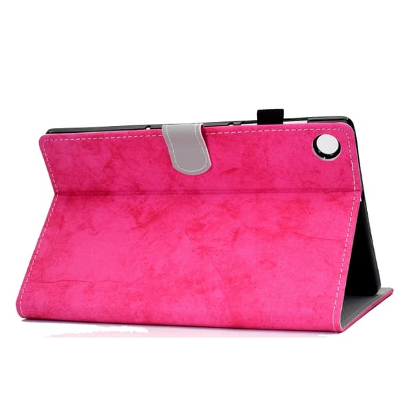 Samsung Galaxy Tab A9 / A11 Marble Style Smart Leather Case Rosaröd