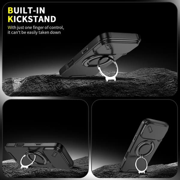 iPhone 18 Pro Max / iPhone 17 Pro Max Skal med Sliding Camshield Ringhållare Svart