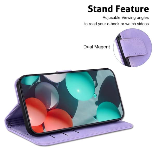 iPhone 18 Pro Max / iPhone 17 Pro Max Skal läderfodral med sju-formad präglad design Purpur