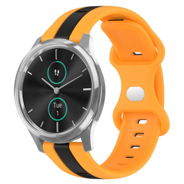 För Garminmove Luxe 20 mm Butterfly Spänne Tvåfärgad watch Black-Yellow