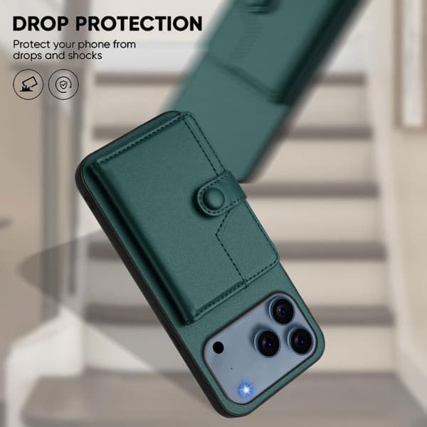 iPhone 18 Pro Max / iPhone 17 Pro Max Skal med RFID-skydd och kortfack Grön