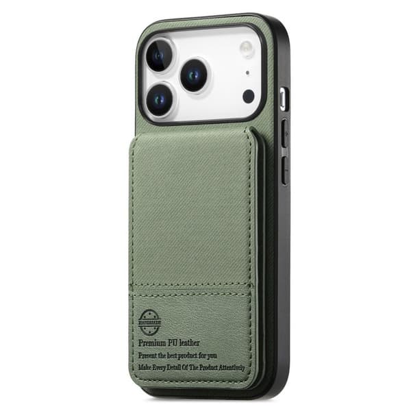 iPhone 18 Pro Max / iPhone 17 Pro Max Skal - Twilltyg Läder Vertikal Flip RFID Kortväska Grön