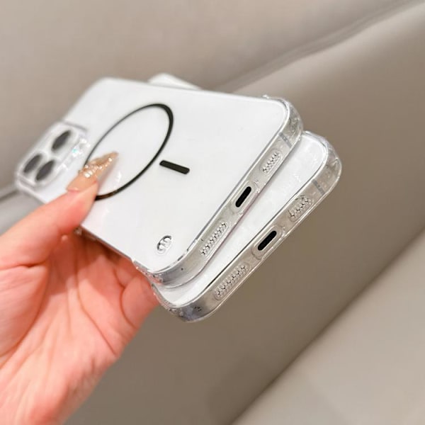 iPhone 16 Pro Halvram Transparent PC MagSafe Skal Blå