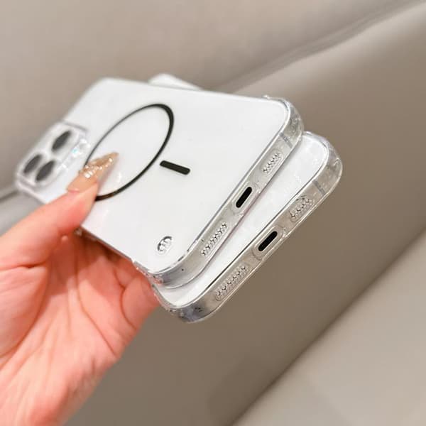 iPhone 16 Pro Max Halvram Transparent PC MagSafe Skal Rosa