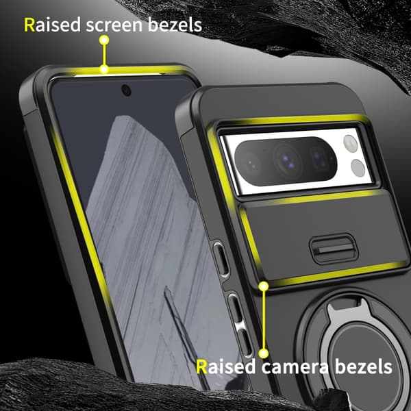 för Pixel 10 Pro XL Skal med Sliding Camshield Ring Holder Rosa