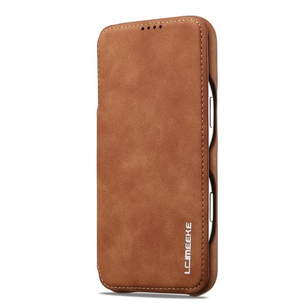 iPhone 18 Pro Max / iPhone 17 Pro Max Skal läderfodral LC.IMEEKE Hon Ancient Series Flip Brun