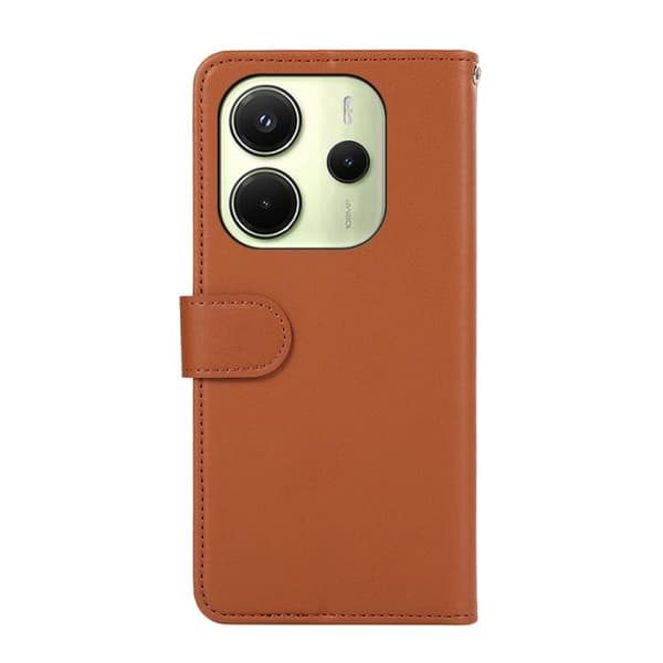Redmi Note 14 4G - ABEEL Delikat Textur Splicing RFID Läderfodral Brun