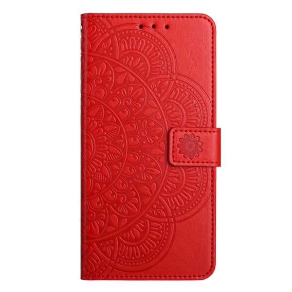 Redmi Note 14 Pro 5G - Blomsterpräglat Läderfodral Röd