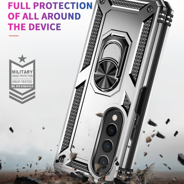 Samsung Galaxy Z Fold4 Skal, Stöttålig TPU + PC Silver