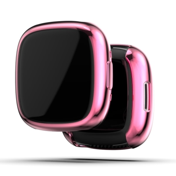 För Fitbit Versa 4 Full Coverage TPU galvanisering Watch Case Pink