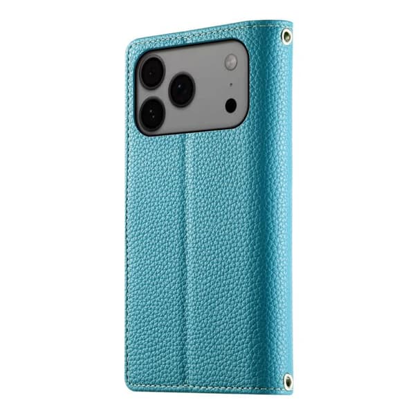 iPhone 18 Pro Max / iPhone 17 Pro Max Skal läderfodral med flerfack och dragkedja, kortrem Blå