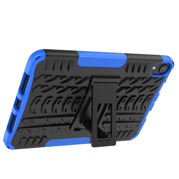 iPad mini 6 / mini 2024 Skal med Däcktextur TPU + PC Stötsäker Tablet Case med Ställning Blå
