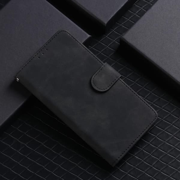 iPhone 17 Skal läderfodral med magnetisk flip Svart