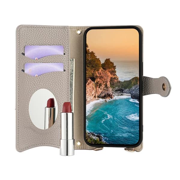 Redmi Note 14 4G - Fishtail Litchi Läderfodral med Korsband Grå
