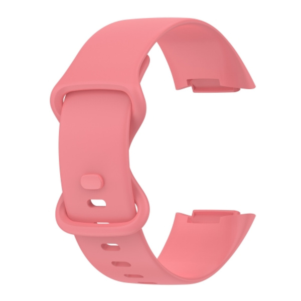 För Fitbit Charge 5 Monochromatic Silicone Watch Band Pink Small Size
