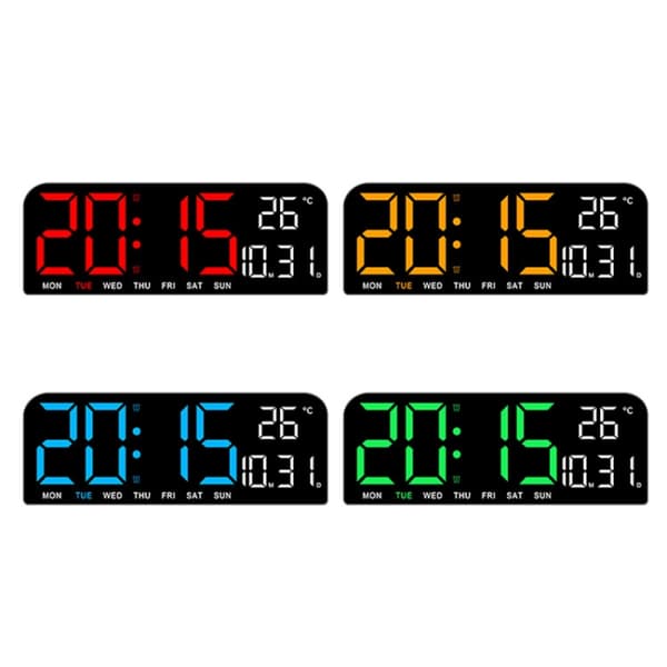 LED-skärm Digital Display Skrivbordsväckarklocka Multifunktionell Dekoration Väggklocka (Röd)