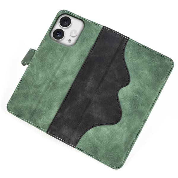 iPhone 16 Pro Max Skal Läder med Horisontell Flip Design Grön