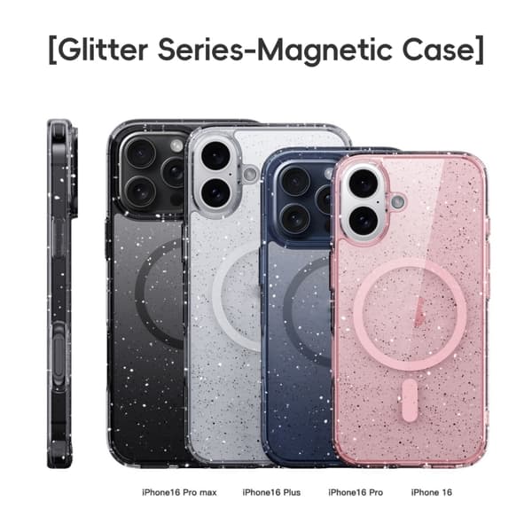 iPhone 16 Pro Max Glittrande Pulver MagSafe Magnetisk Skal Transparent