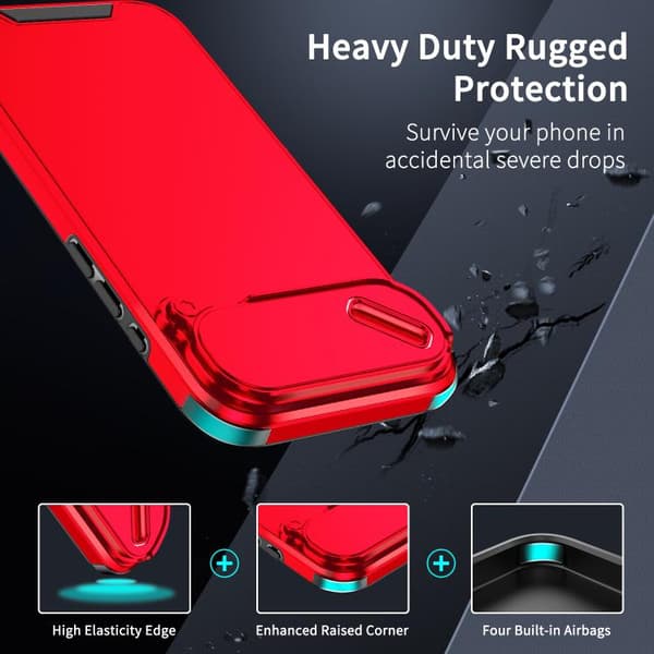 iPhone 17 Air Skal med Sliding Camshield TPU + PC Röd