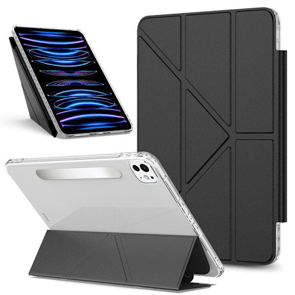 iPad Pro 11 2024 Skal - Avtagbart Bakshell Fällbart Ställ Smart Läderfodral Svart
