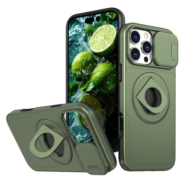 iPhone 16 Pro Camshield MagSafe Ring Holder Armor Skal Olivgrön