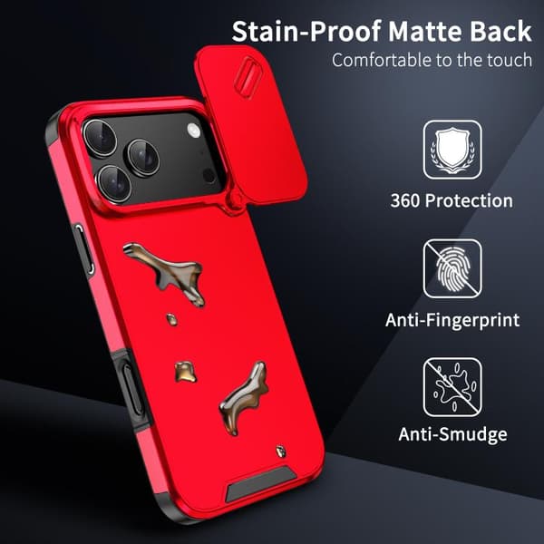 iPhone 18 Pro / iPhone 17 Pro Skal med Sliding Camshield TPU + PC Röd