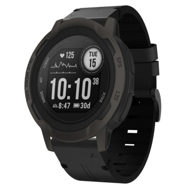 För Garmin Instinct 2 22mm läder stålspänne watch Black