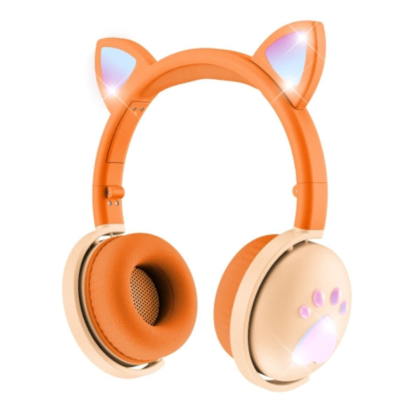 BK9 HiFi 7.1 Surroundljud Kattklo Ljusstark Kattöra Bluetooth Gaming Headset med Mikrofon Orange
