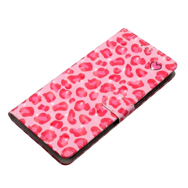 Redmi Note 14 Pro 5G - 3D Mönster Läder fodral Rosa leopardmönster