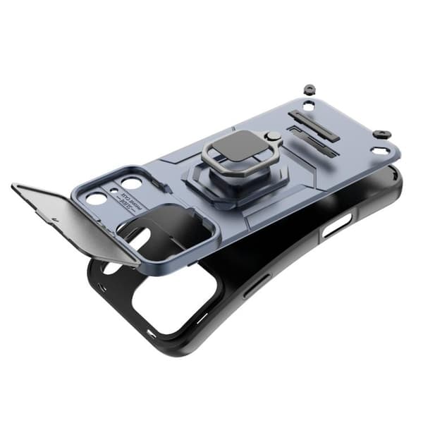 iPhone 18 Pro Max / iPhone 17 Pro Max Skal med Sliding Camshield TPU + PC Stötsäker med Hållare Grå