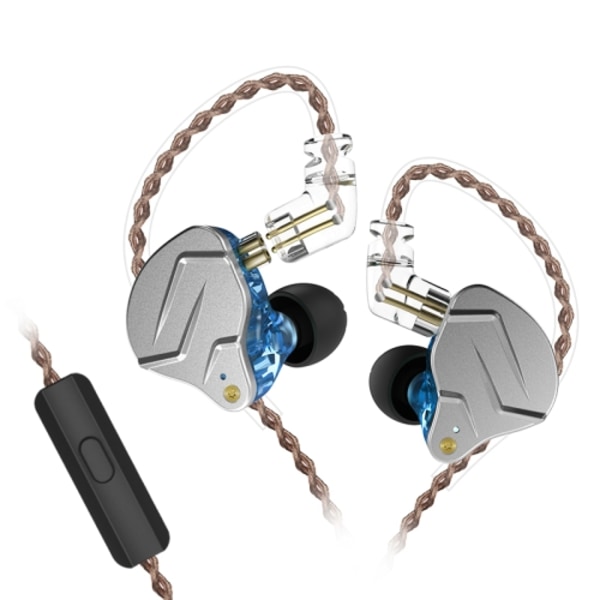 KZ ZSN Pro Ring Iron Hybrid Drive Metal In-ear Trådbunden Hörlurar, Mic Version Blå