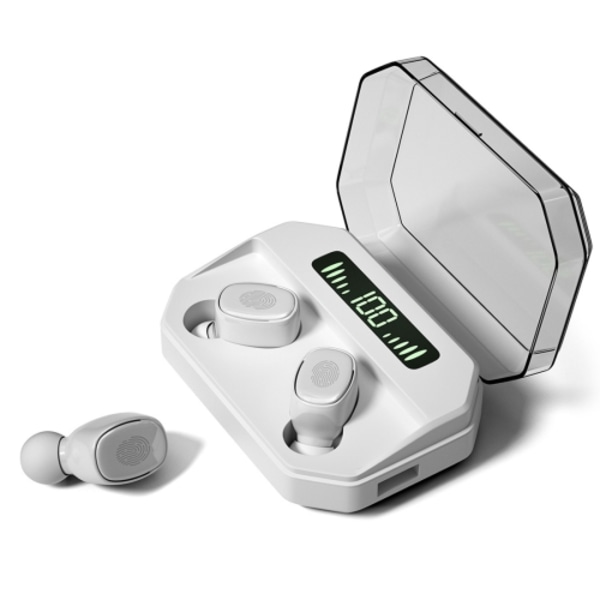 M8 Bluetooth 5.0 TWS Touch Digital Display True Wireless Bluetooth-hörlurar med laddningsbox Vit
