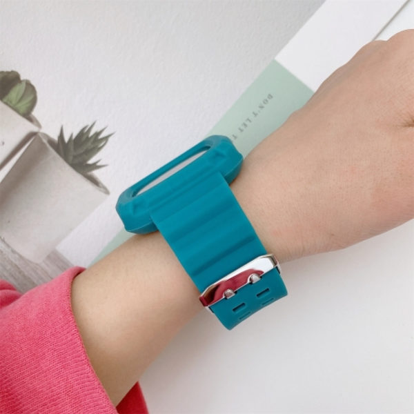 För Fitbit Versa 3 3D Silicone Integrated Watch Band Lake Blue