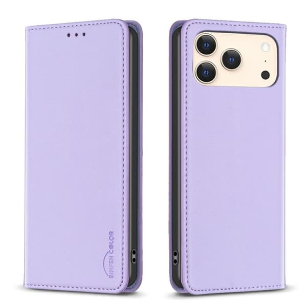 iPhone 17 Pro Skal Läderfodral Purpur