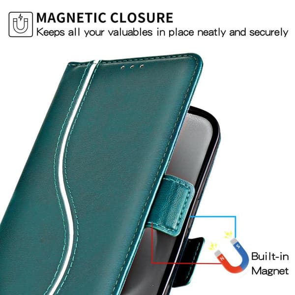 iPhone 18 Pro Max / iPhone 17 Pro Max Skal läderfodral med sidobuckle S-kurva Grön