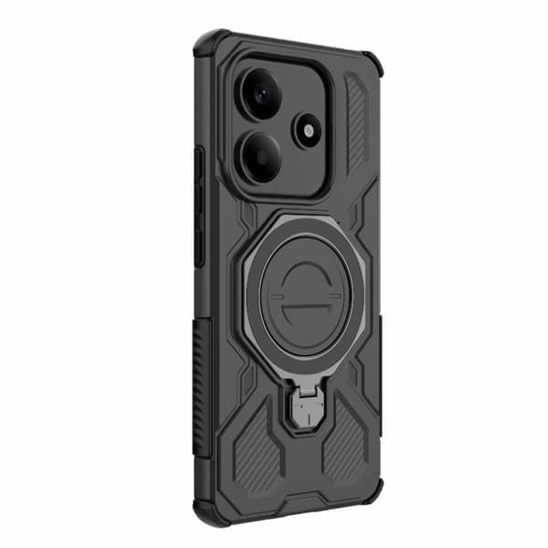 Redmi Note 14 5G J-20 - Solid Färg MagSafe Magnetisk TPU+PC Mobilskal Svart