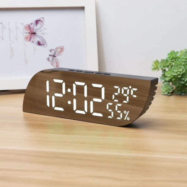 LED Digital Display Klocka Multifunktionell Tyst Temperatur/Hygrometer Väckarklocka(Vit)