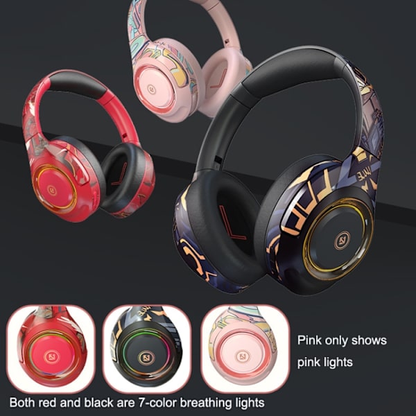 EL-A2 Gaming Ambient Light Fällbart Trådlöst Bluetooth-headset Rosa