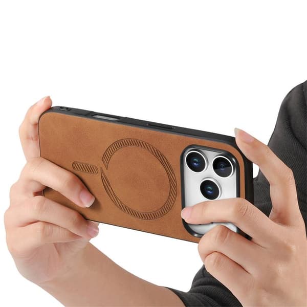 iPhone 18 Pro / iPhone 17 Pro Skal - Solid Färg Retro Magsafe PU Brun