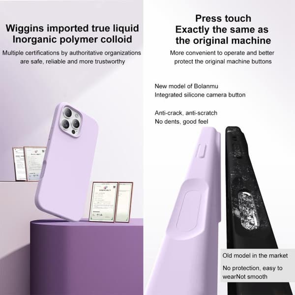 iPhone 16 Pro Max Skal Flytande Silikon med Integrerad Knapp Grus Vit