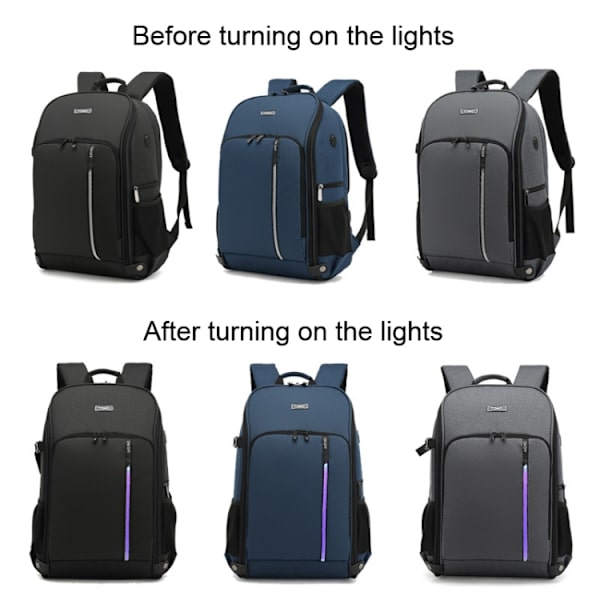 TONO LED-ljus SLR digitalkameraryggsäck med USB-port Blå